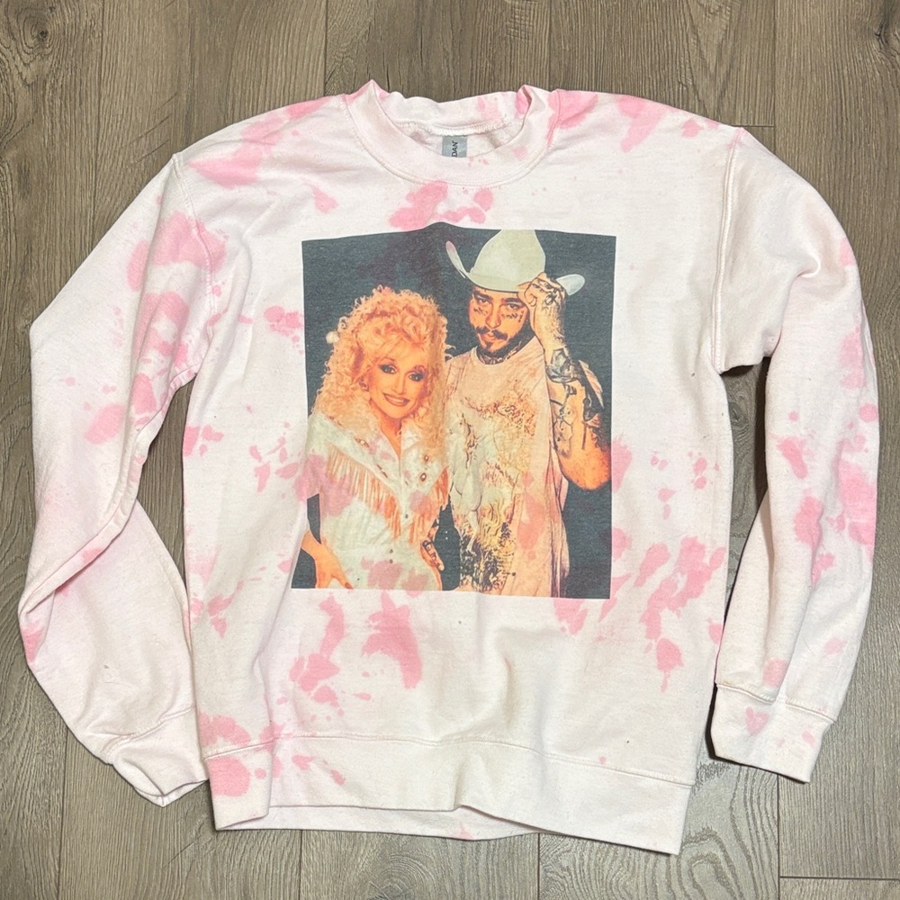 Pink Tie-Dye Graphic Sweatshirt Post Malone + Dolly